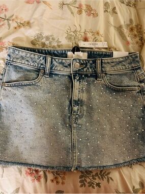 Pink Victoria’s Secret den Mini Skirt with Rhinestone Embellishments